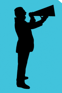 Man with megaphone